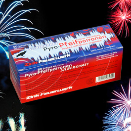 Zink Feuerwerk Pyro-Pfeifpatronen mit Silberkomet 50 Schuss Signaleffekte fr Schreckschusswaffen