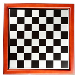 Hochwertiges Schachbrett mit rotbraunem Holz, schwarz - silberne Felder