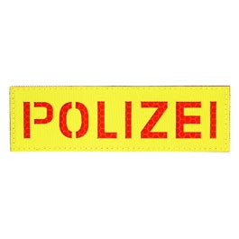 JTG Patch mit Klettflche Polizei Lasercut signalgelb/rot reflektierender Schriftzug