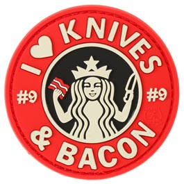 JTG 3D Rubber Patch mit Klettflche I Love Knives and Bacon fullcolor