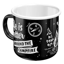 Emaille Tasse Life is better Around the Campfire 360 ml