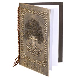 Keltisches Notizbuch Yggdrasil mit Lederbindung 16 x 22 x 2 cm braun