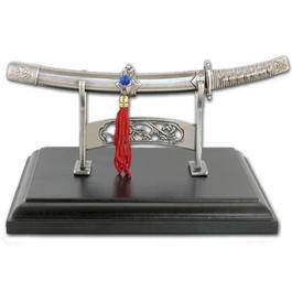 Brief�ffner Katana liegend, silber mit St�nder