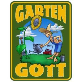 Metallschild Gartengott