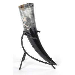 Trinkhorn mit gro�er Sch�delapplikation 0,4 Liter inkl. St�nder 