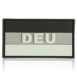 3D Rubber Patch Deutschlandflagge DEU grau glow nachleuchtend
