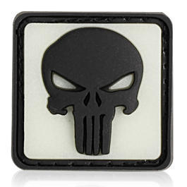 3D Rubber Patch Black Punisher schwarz glow nachleuchtend 