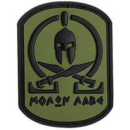 3D Rubber Patch Molon Labe Spartan oliv schwarz 