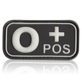 3D Rubber Patch Blutgruppe O positiv schwarz glow nachleuchtend 