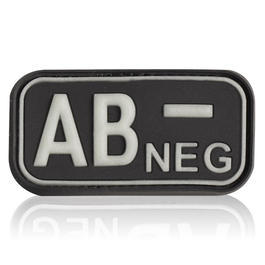 Taschenlampen - 3D Rubber Patch Blutgruppe AB negativ schwarz glow nachleuchtend