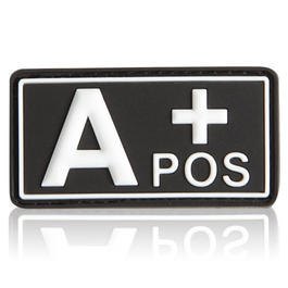 3D Rubber Patch Blutgruppe A positiv schwarz wei�