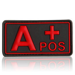 3D Rubber Patch Blutgruppe A positiv schwarz rot