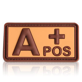 3D Rubber Patch Blutgruppe A positiv khaki braun