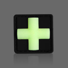 3D Rubber Patch medic klein schwarz glow nachleuchtend 