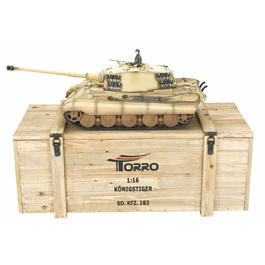 K&ouml;nigstiger 1:16 RC Modell aus Metall sandfarben schussf&auml;hig, Rauch und Sound 