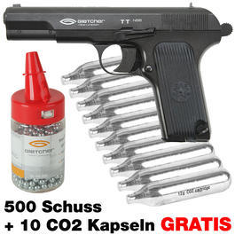 Gletcher TT CO2 Luftpistole inkl. 500 Schuss und 10 St�ck CO2 Kapseln 
