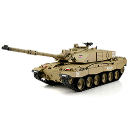 Heng-Long RC Panzer Challenger 2, sand 1:16 schussfhig, Infrarot-Gefechtssystem, Rauch & Sound, Metallgetriebe, Metallkette