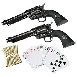 Colt SAA 45 Double Aces Duel Set CO2 Revolver 4,5mm BB Antik-Finish inkl. Pokerkarten und Ladehlsen limitiert