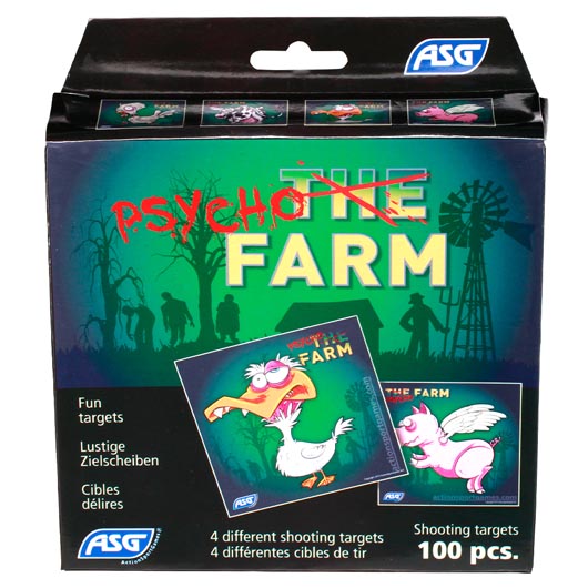 ASG Psycho Farm Zielscheiben Set 100 Stck 4 Motive 14 x 14 cm Bild 1
