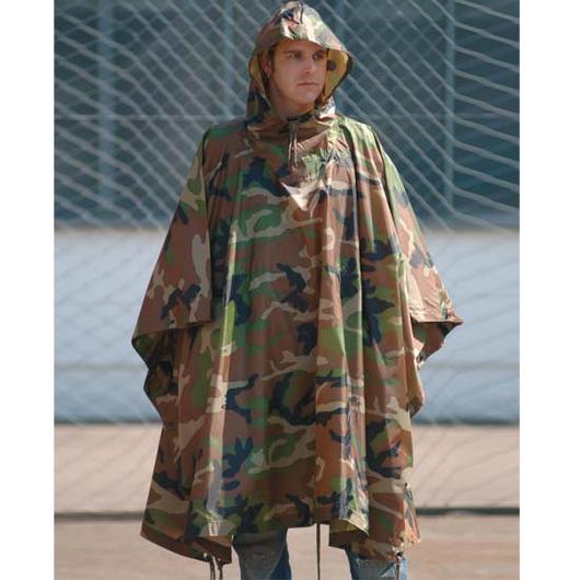 Poncho Ripstop woodland