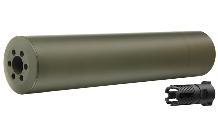 Madbull / Gemtech G5 Aluminium Silencer inkl. Flash-Hider oliv / OD 14mm -