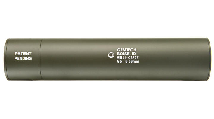 Madbull / Gemtech G5 Aluminium Silencer inkl. Flash-Hider oliv / OD 14mm - Bild 3