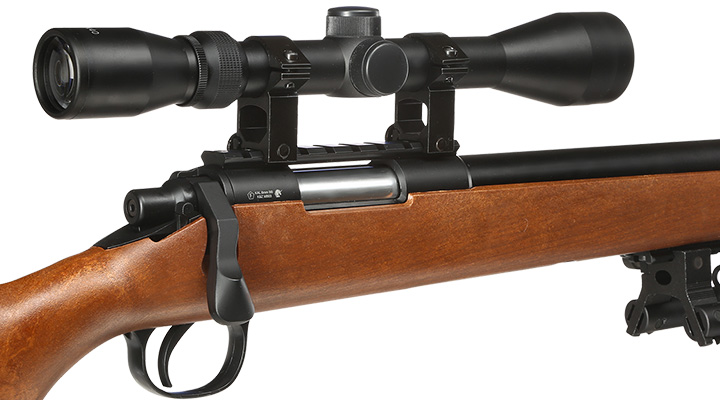 Well M700 Snipergewehr inkl. Zweibein / Zielfernrohr Springer 6mm BB Holzoptik Bild 7