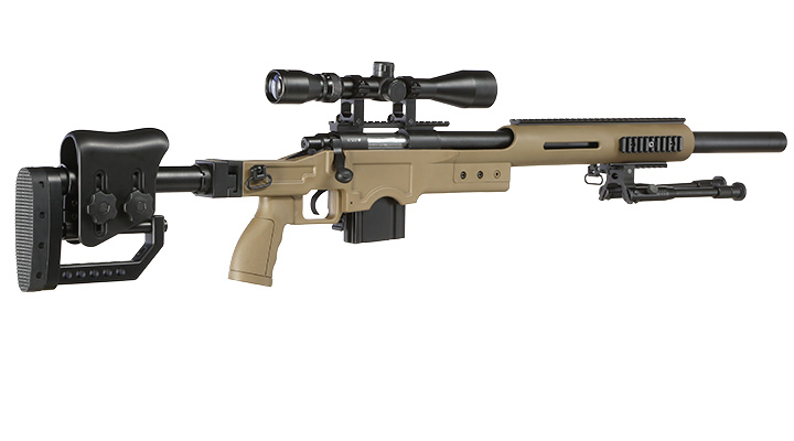 Well MB4410D MSR Snipergewehr inkl. Zweibein / Zielfernrohr Springer 6mm BB tan Bild 3