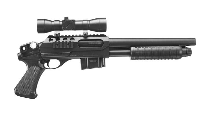 D.E. M3000 Shotgun inkl. Red-Cross Zielgert Springer 6mm BB schwarz Bild 2