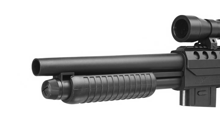 D.E. M3000 Shotgun inkl. Red-Cross Zielgert Springer 6mm BB schwarz Bild 5