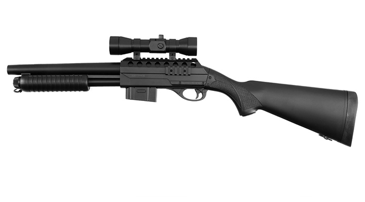 D.E. M3000 Gewehr-Shotgun inkl. Red-Cross Zielgert Springer 6mm BB schwarz Bild 1