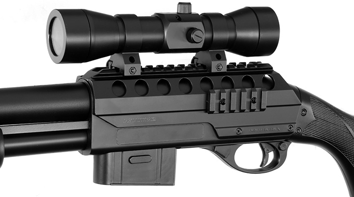 D.E. M3000 Gewehr-Shotgun inkl. Red-Cross Zielgert Springer 6mm BB schwarz Bild 6