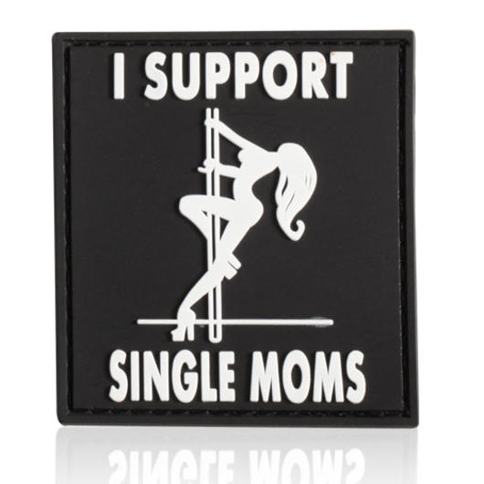3D Rubber Patch Support Single Moms schwarz wei