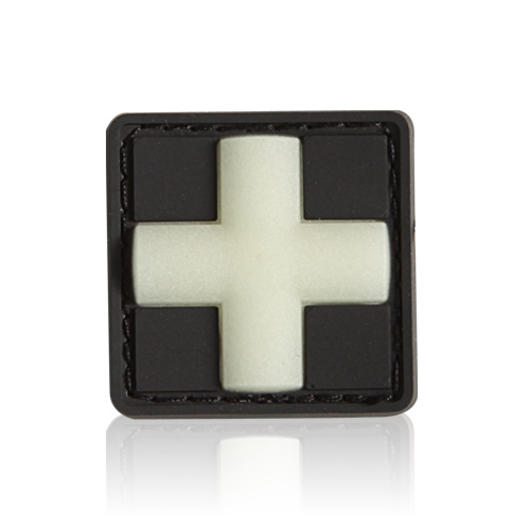 3D Rubber Patch medic klein schwarz glow nachleuchtend 