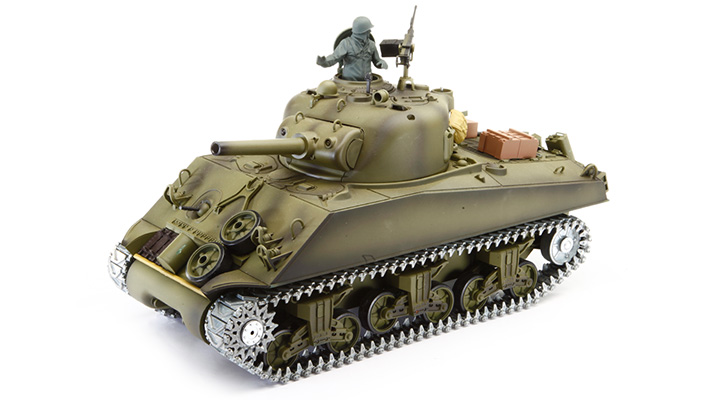 Amewi RC Panzer U.S. M4A3 Sherman Metallketten 1:16 schussfhig RTR oliv