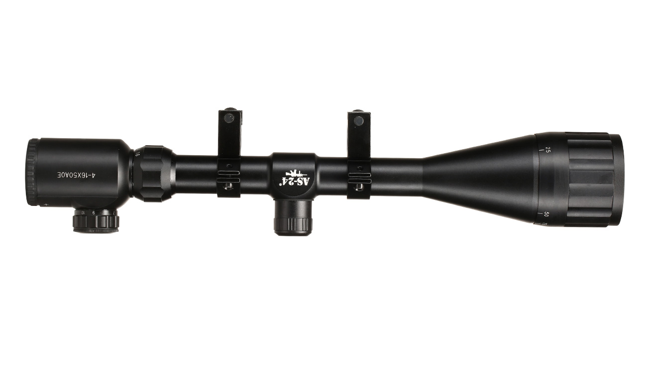 AS-24 Zielfernrohr 4-16x50AO mit Montageringe fr 20-22 mm Schiene schwarz Bild 1