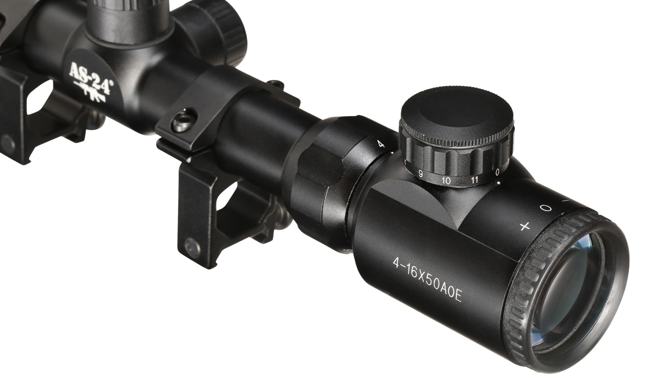 AS-24 Zielfernrohr 4-16x50AO mit Montageringe fr 20-22 mm Schiene schwarz Bild 1