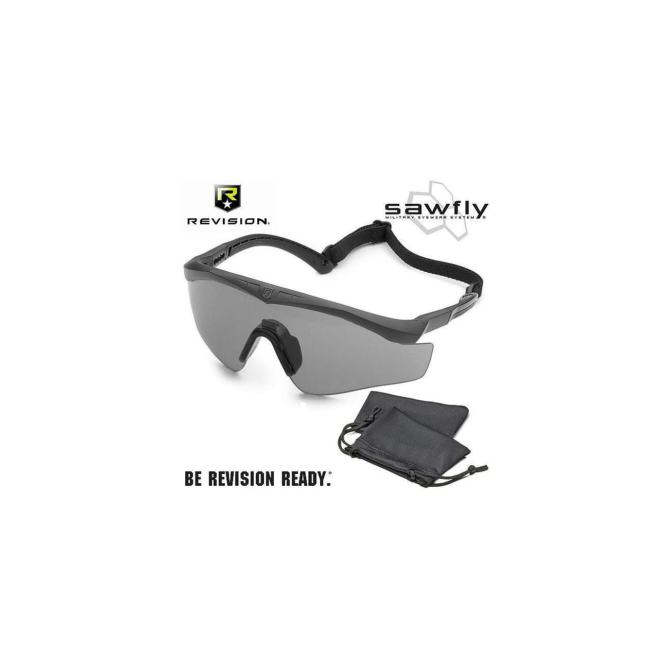Revision ballistische Schutzbrille Sawfly Legacy MAX-Wrap Basic Kit schwarz Glasfarbe rauch-getnt