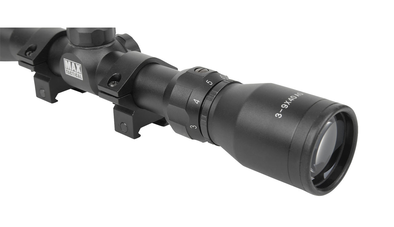 Max Tactical Zielfernrohr 3-9x40AO inkl. Ringe für 22 mm Schiene Bild 1
