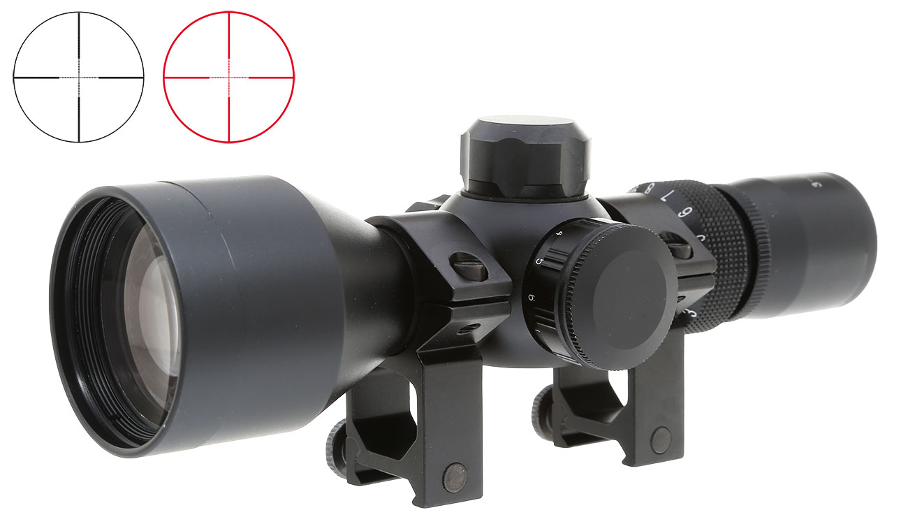 Max Tactical Zielfernrohr 3-9x42 CE kompakt elektrisch inkl. Ringe für 22 mm Schiene