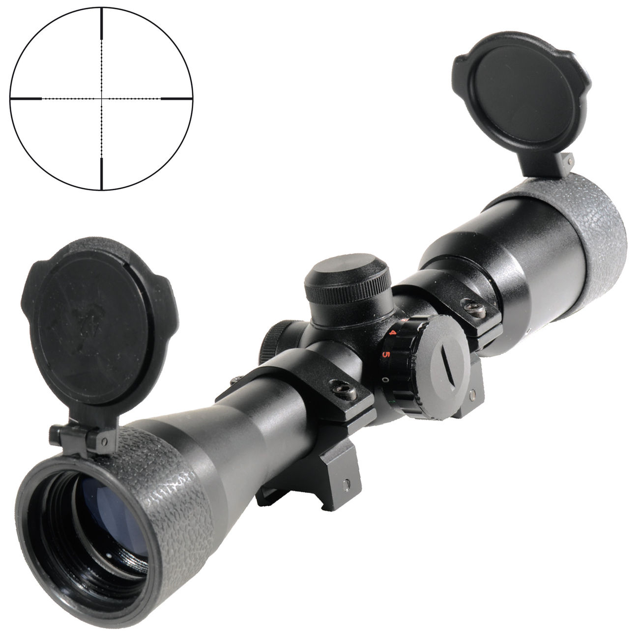 Swiss Arms Zielfernrohr Semi Polymer 4x32 IR beleuchtet Mil Dot rot/blau