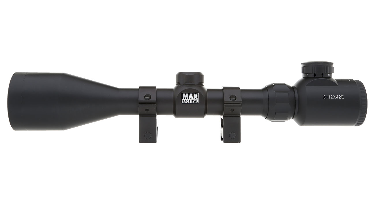 Max Tactical Zielfernrohr 3-12x42E beleuchtet inkl. Ringe für 11 mm Schiene Bild 2