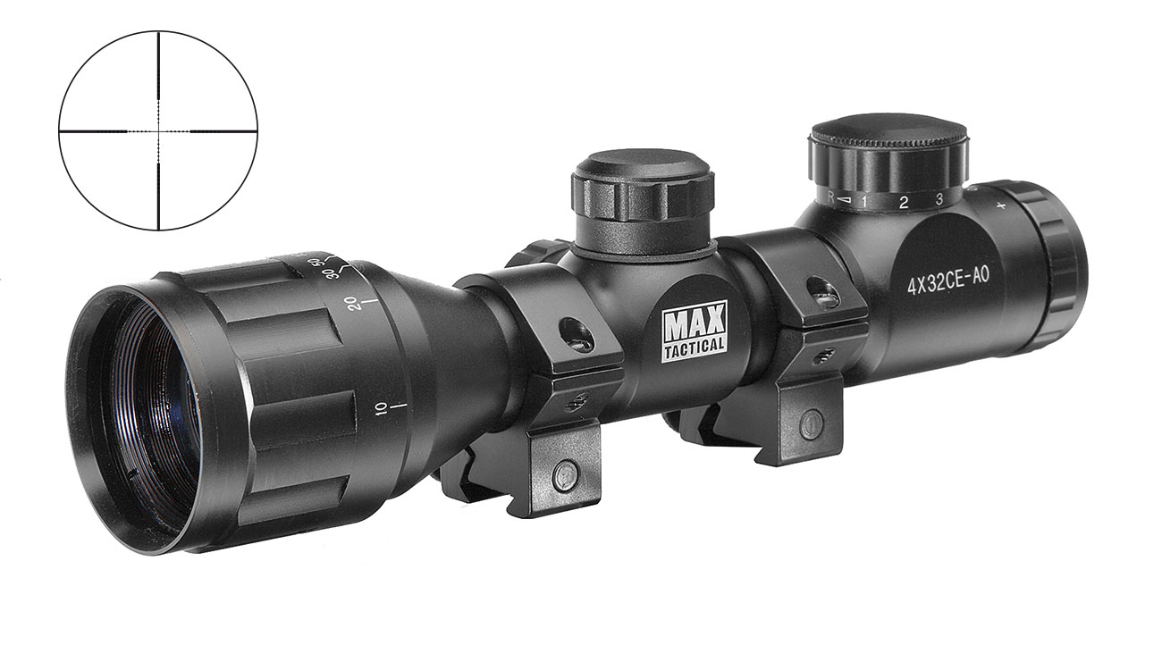 Max Tactical Zielfernrohr 4x32CE-AO beleuchtet für 11 mm Schiene