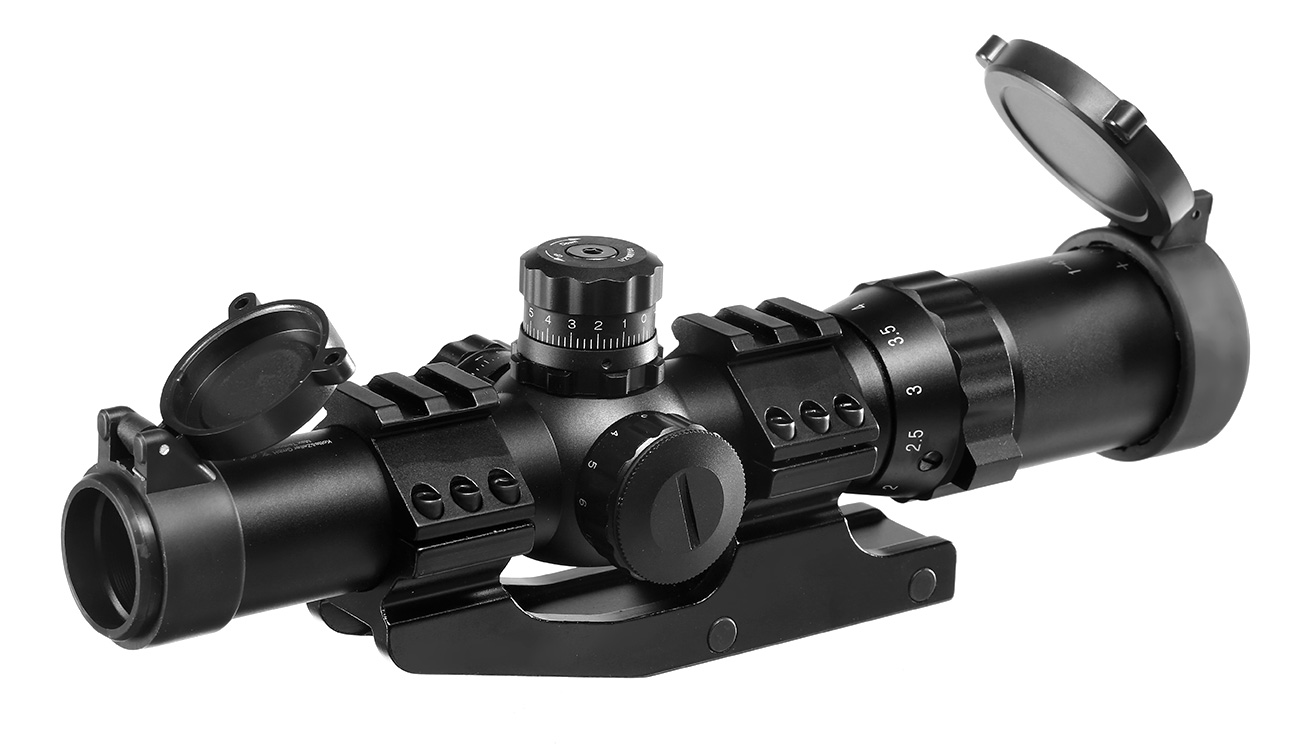 Max Tactical Zielfernrohr 1-4x24E beleuchtet inkl. Halterung fr 22 mm Schiene