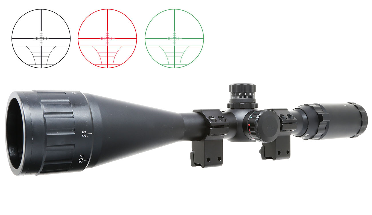 Max Tactical Zielfernrohr 4-16x50 AOE beleuchtet inkl. Ringe fr 11 mm Schiene