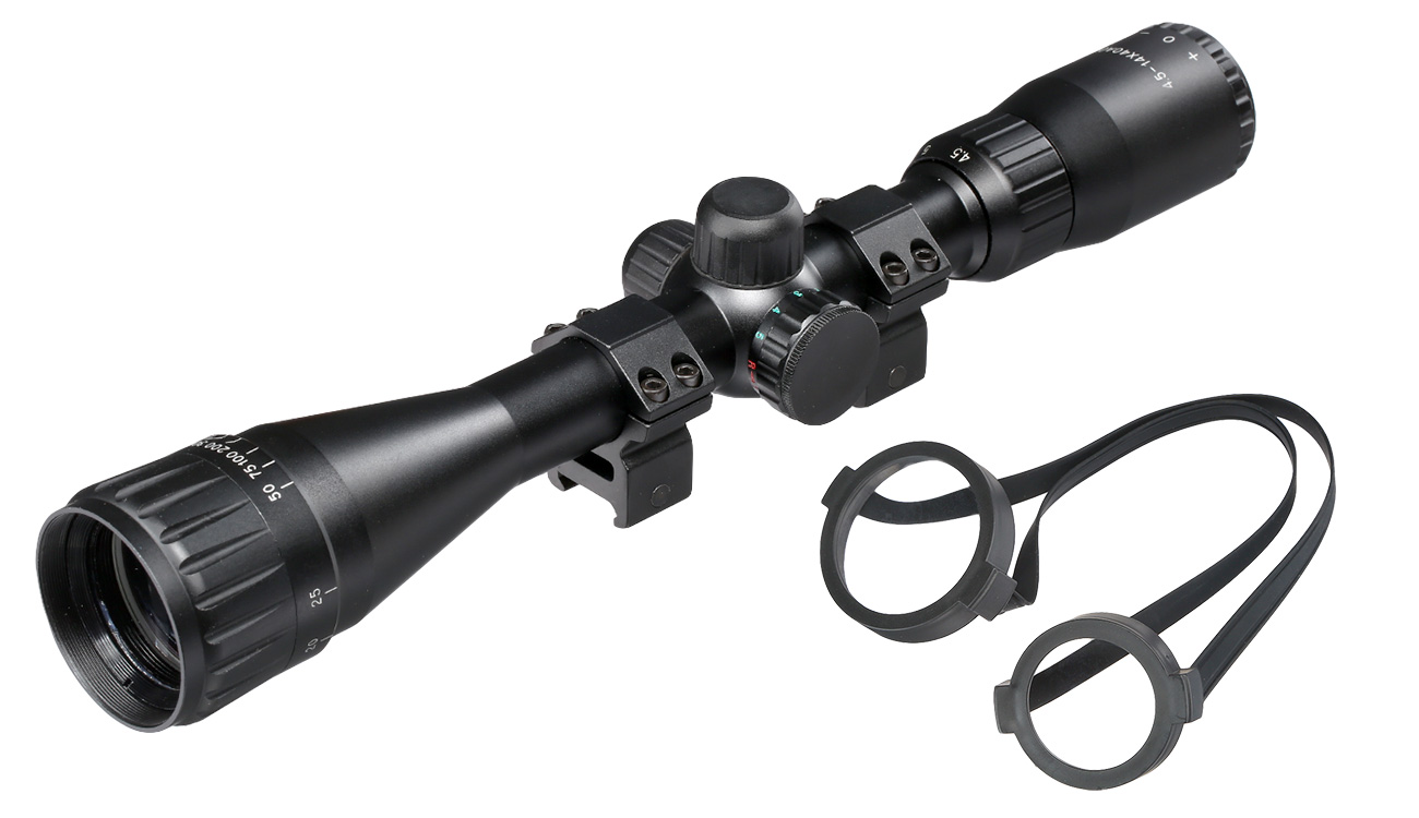 Max Tactical Zielfernrohr 4,5-14x40 AOE beleuchtet inkl. 20 - 22mm Halteringe schwarz