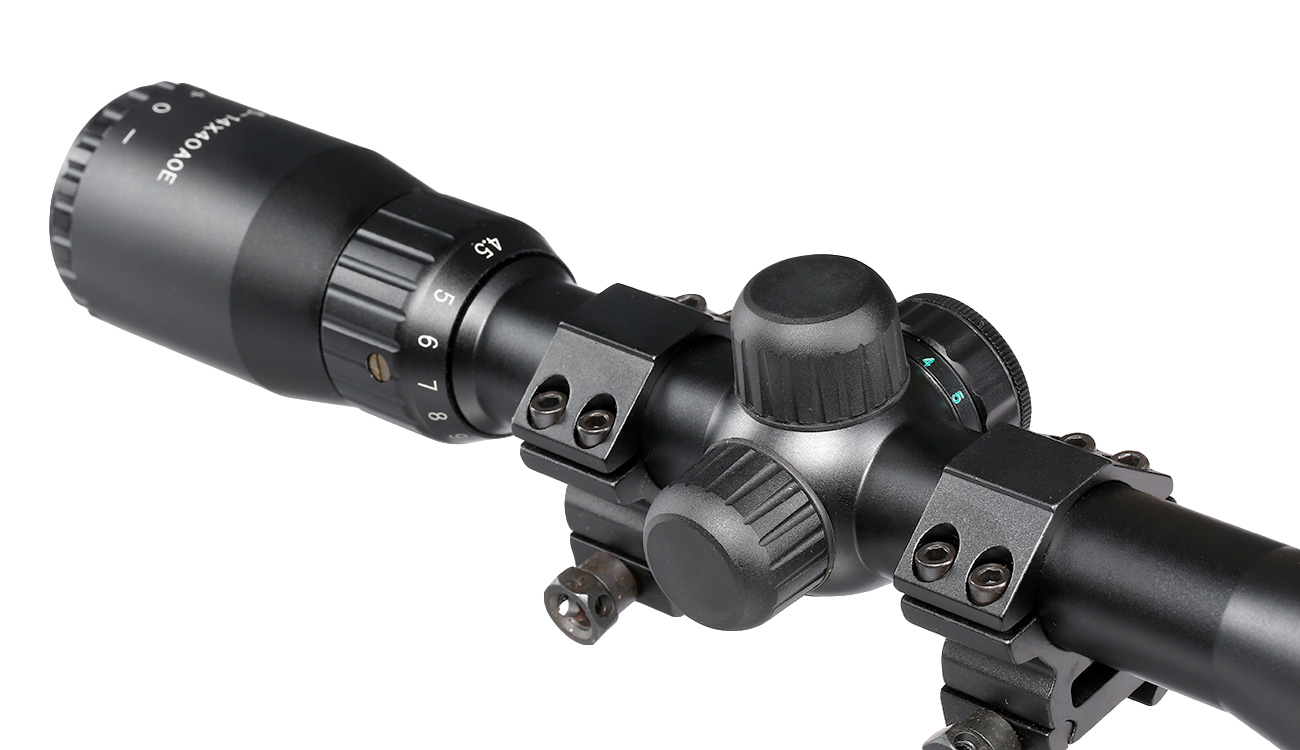 Max Tactical Zielfernrohr 4,5-14x40 AOE beleuchtet inkl. 20 - 22mm Halteringe schwarz Bild 8