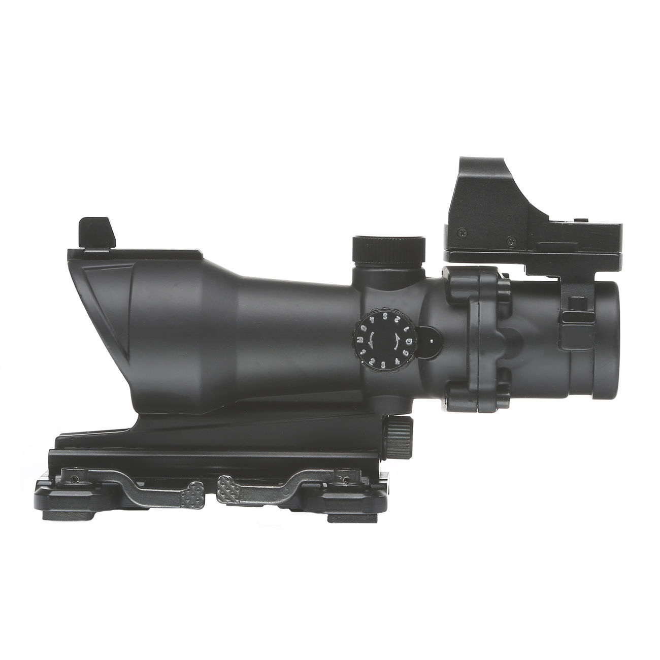 Aim-O TA01 Style Scope 4x32 rot / grn beleuchtet mit Mini Red Dot / QD-Mount schwarz AO 5321-BK Bild 3