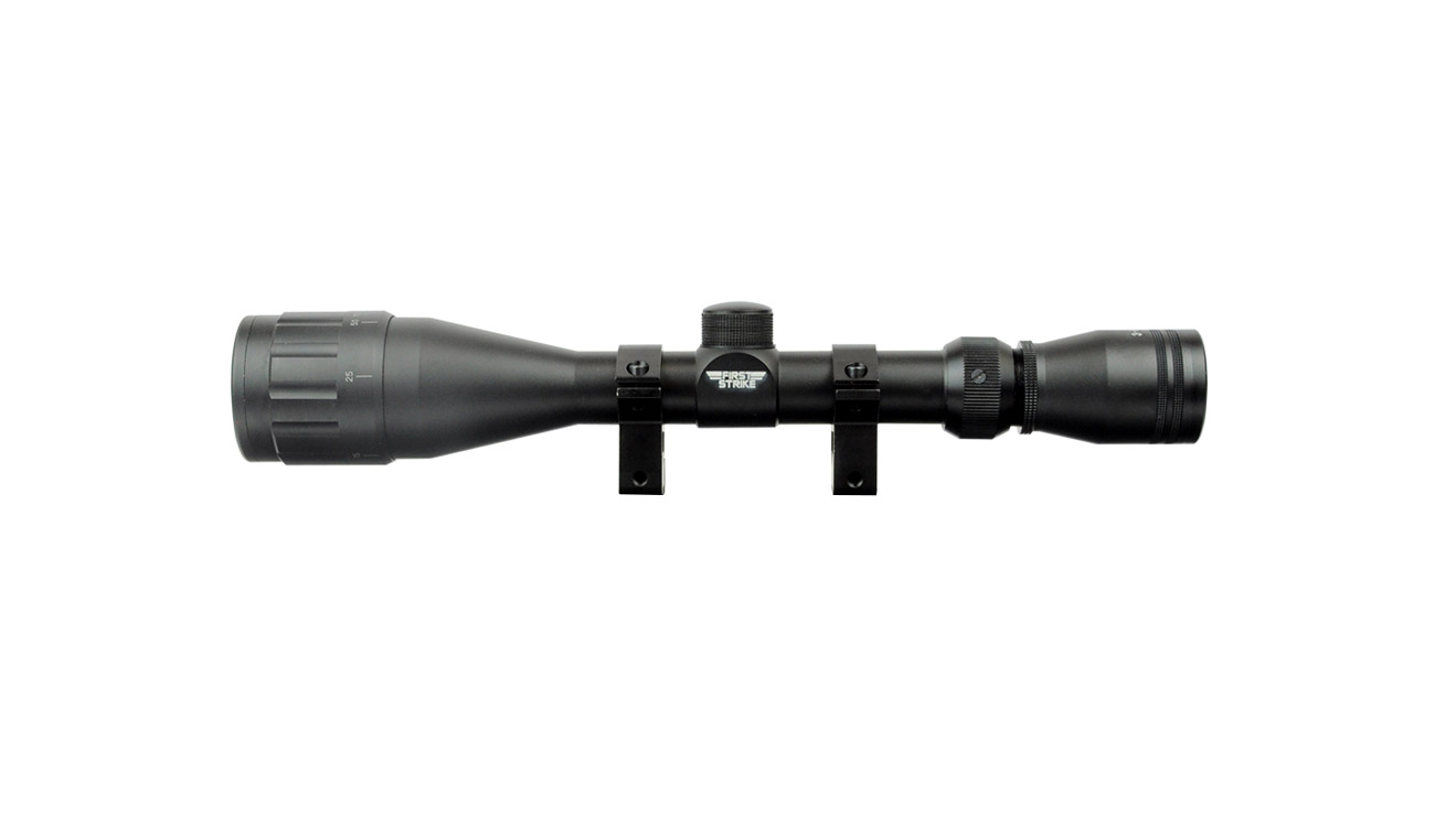First Strike Zielfernrohr 3-9x40 AO inkl. 11 mm Montageringe Bild 1