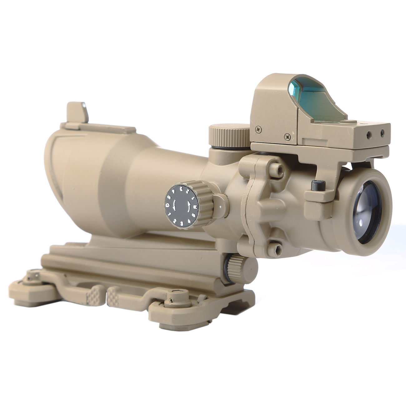 Aim-O TA01 Style Scope 4x32 rot / grn beleuchtet mit Mini Red Dot / QD-Mount tan AO 5321-DE Bild 2